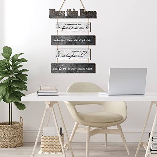 Xuhal Bless This Home Wall Decor Blessed Hanging Sign, Gray White - color: Gray White