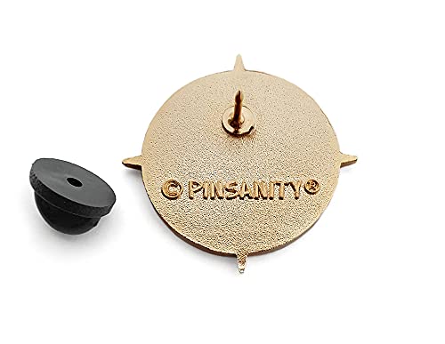 Pinsanity Black and Gold Retro Compass Enamel Lapel Pin