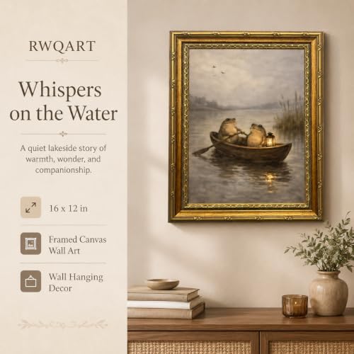 Frog Boating Canvas Wall Art Framed Vintage Animal Home Decor 16x12 Inch - color: Frog Boating Canvas 37, size: 16"L x 12"W