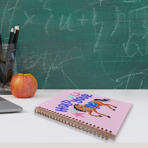VNWEK Pink Trendy Horse Spiral Notebook Journal 5.5x8.3 Inch, Horse Lover Gifts Journal for Women Girls, Preppy Girly Horseshoe Animal Lined Hardcover Spiral Notebook - color: Pink Trendy Horse