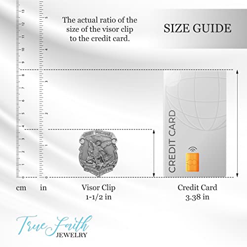 True Faith Jewelry Pewter Shield St Michael Car Visor Clip, Archangel Patron Saint Gifts for Men and Women, Fine Pewter (92% Tin), 1-3/8 x 1-1/2 Inch - size: St. Michael (Shield) 1