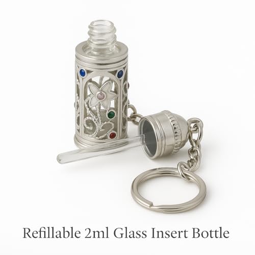 Anointing Oil Bottle Keychain, Silver - color: Silver