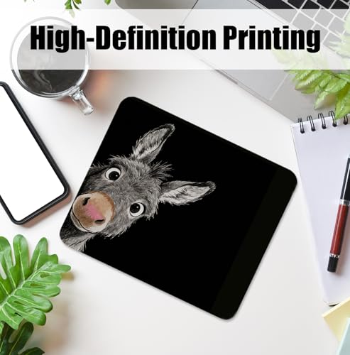 Funny Donkey Mouse Pad for Desk, Donkey Lover Gifts, Rustic Peeking Farm Animal Mousepads with Anti-Slip Rubber Base for Computer Laptop Home Office Desk Accessories, 9.5x7.9 Inch - color: Square mouse pad-donkey