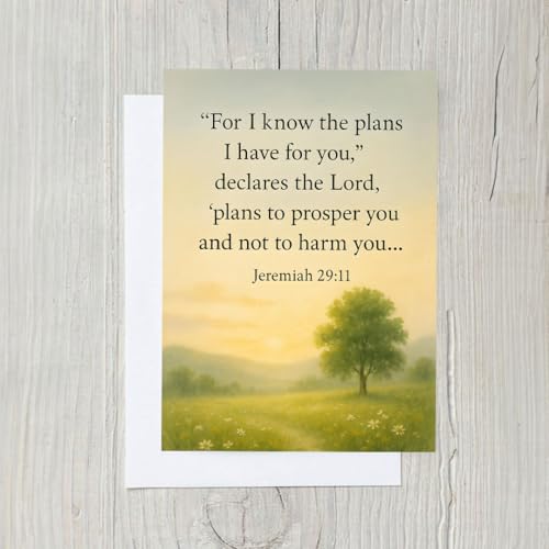 PICTURE THIS PRINTS Jeremiah 29:11 Prayer Encouragement Card, Bible Verse Prosperity Card, Plans to Prosper You Religious Support Greeting Card, Comes with Envelope (5x7”)