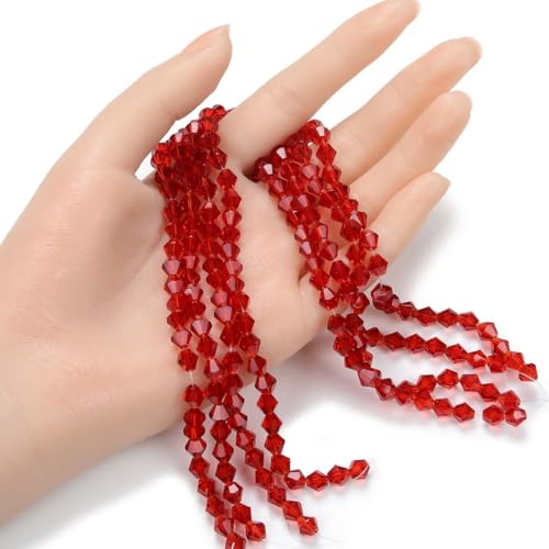 250pcs Czech 6mm (0.24 Inch) Faceted Bicone Crystal Glass Loose Beads Spacer Bulk Light Siam Red for DIY Craft Jewelry Making CCB606 - color: Light Siam Red, size: 6mm - 250pcs