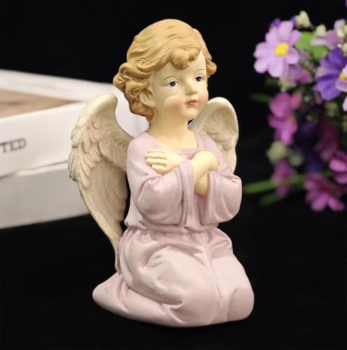 5.32 Inch Praying Angel Figurine, Resin Guardian Statue - size: 5.32"H