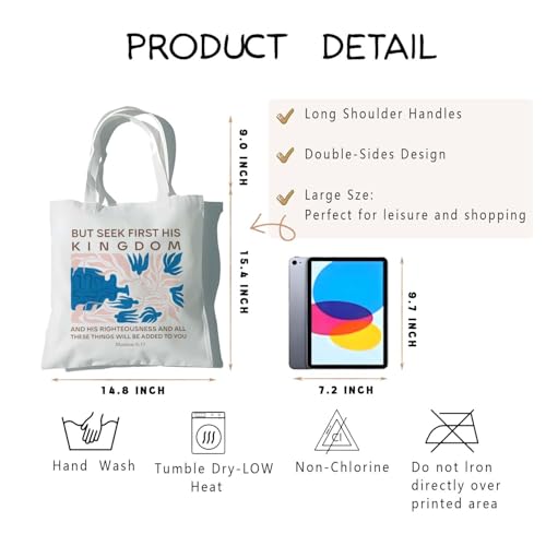 Christian Canvas Tote Bag,Christian Bags For Women. - color: White Christian Totebag-9