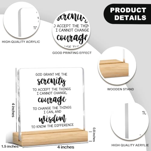 Serenity Prayer Office Decor,Inspirational Gifts,Christian Decor,God Grant Me The Serenity Sign Religious Clear Acrylic Sign for Home Office Prayer Room - color: God Grant Me The Serenity To Accept The Things I Cannot Change; Courage To Change The Things