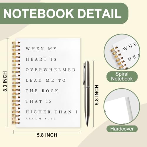 Bible PSALM61:2 Religion Notebook for Women Men, Christian Journal,The Rock That Is Higher Than I Inspirational Christian Church Hardcover Spiral Notebook Office Supplies Gifts,5.5x8.3 Inch - color: White-bible Psalm61:2 Religion
