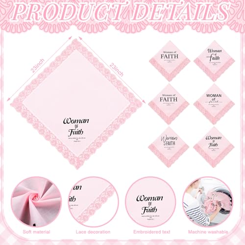 6 Pcs 23'' Church Lap Scarf for Women Christian Handkerchief, Faith - style: Faith