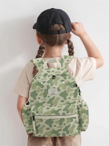atgark Corduroy Toddler Backpack for Boys Girls Kids Preschool Backpacks - color: Green Camo Corduroy, size: Age 2-5 (13.3" H Fit A4 Folder)