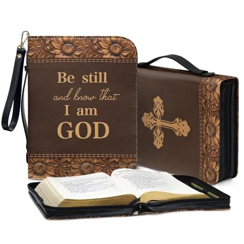 Bible Case for Women Men Large Size Bible Cover Case Book Sleeve Scripture Study Bible Carrier Bag,Size L-2XL - color: Brown Letters, size: X-Large