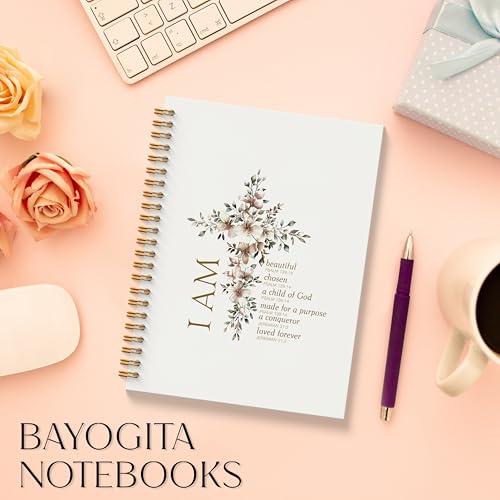 Inspirational Christian Notebook - Bible Verse Journal, Prayer Spiral Notebook, Motivational Christian School Supplies Notebooks, Inspirational Christian Gifts, Coworker Gifts, 5.5x8.3 Inches - color: I Am