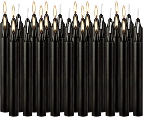 YOROXRG Set of 40 Black Candles – Spell Chime Candles for Halloween, Rituals, Prayer, Birthdays, Meditation, Altar - 4 Inch Tall, Unscented - color: Black-4" 40