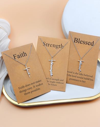 Lcherry Faith Cross Pendant Necklace for Women Religious Christian Jewelry Birthday Christmas Gifts for Women - style: 4-Jesus