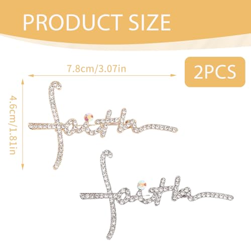 2Pcs Faith Cross Brooch Pins Christian Crystal Lapel Pins
