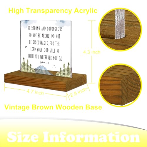 FSA072 Acrylic Bible Verse Plaque - Joshua 1:9, Boys Room Decor - Scripture Faith Plaque with Wooden Stand - style: Joshua 1:9 A
