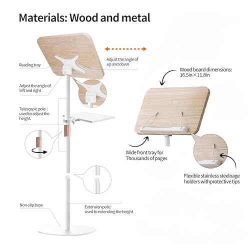 Lectern Podium Stand with Storage Tray, 16.5"–51" Height Adjustable - color: White