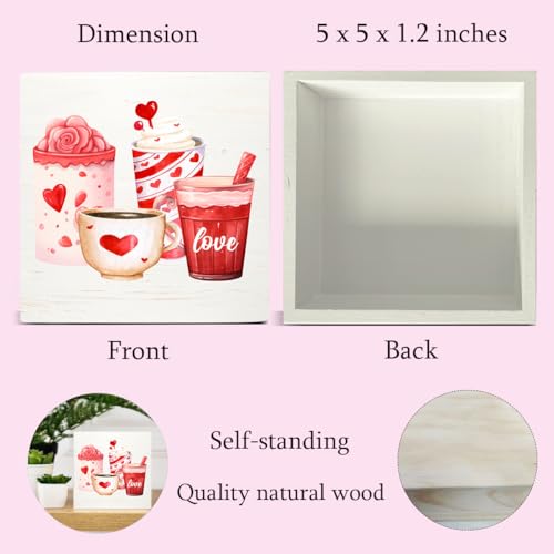 Valentines Decor, Valentines Day Decor Love Coffee Wood Block Sign - color: Love01