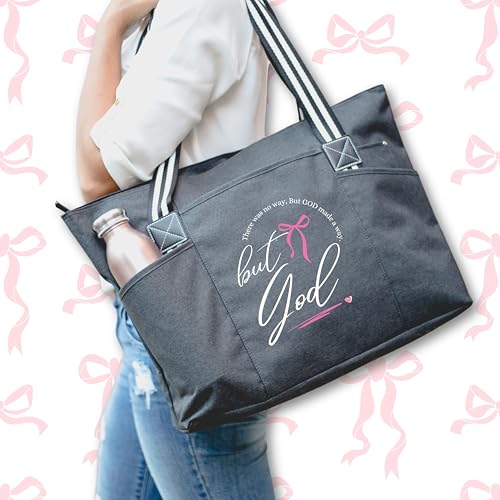 Brooke & Jess Designs Church Bags for Women - Bible Tote Bags for Women, Large Tote Bag for Womens with Zipper - color: Black Tessa But God