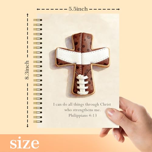 Christian Football Notebook, Football Playbook, Church Notes Bible Journal for Boys Kids, Prayer Bible School Supplies Notebooks, Football Score Book 5.5x8.3 Inches - color: Football
