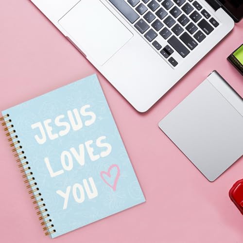 Bible Study Notebook, Bible Note Taking Supplies Notebook Journal, Cute notebook, Bible Study Notebook Supplies Gifts Notebook for Teen Girls Student Teacher 5.5x8.3 inch - color: Jesus loves you blue