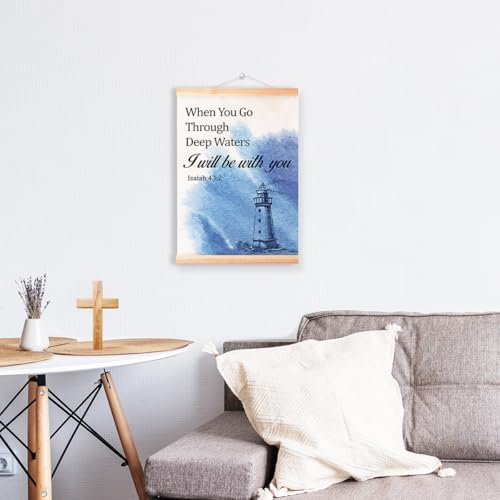 Ybqhd When You Go Through Deep Waters Poster Hanger,Bible Verse Wall Art - color: Isaiah 43:2