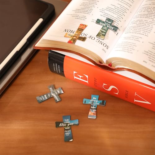 Resurhang 48 Pcs Magnetic Bookmark Cross Bible Verse Marker, Landscape - style: Landscape