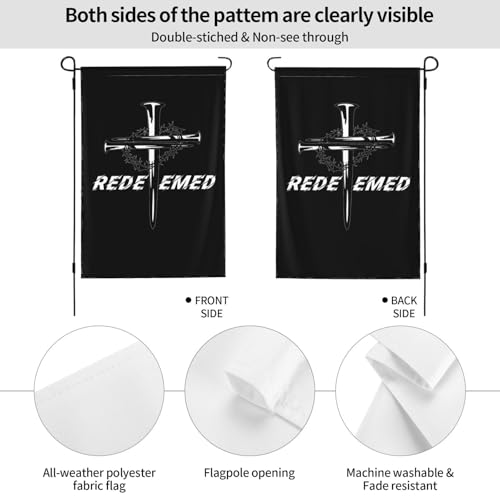 Jesus Christ Christian Redeemed Cross Nails Double Sided Garden Flag 12.5x18 Inch - Farmhouse Seasonal Yard Decor, Outdoor Decorative Flag For Outside (No Flagpole) - color: Jesus Christ Christian Redeemed Cross Nails