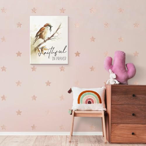SZERE Inspirational Christian Bird Framed Wall Art Poster, Faithfully in Prayer Bible Verse Scripture Canvas Prints Artwork Wall Decor for Home Bedroom Living Room Church Office, 11x14 Inch - color: bird bible 3