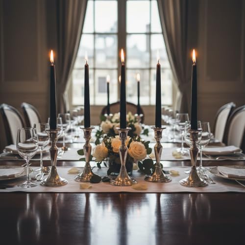 4 Pack Black Taper Candles丨Taper Candles 10 Inch Dripless丨Unscented & Smokeless Candlesticks Bulk丨7-8 Hours Long Burning Tall Candles丨Ideal for Christmas Weddings Parties Dinner - color: Black, size: 4 Pack Taper Candle