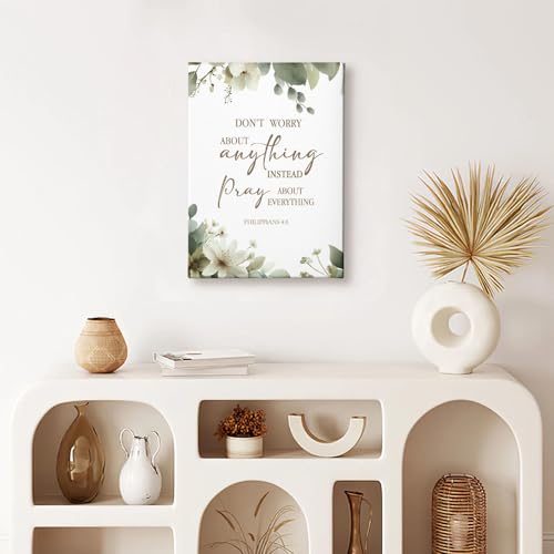 HIWX Christian Wall Decor, Religious Bible Verse Framed Canvas Painting Wall Art Decor, Sage Green Botanical Scripture Wall Art Home Decoration for Bedroom Living Room Church Office, 11x14 - color: anything, size: 14"L x 11"W