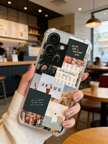 Christian Aesthetic Case Compatible with iPhone 16, Jesus Prayer Positivity Case for iPhone 16, Cool TPU Bumper Phone Cover Case - color: Christian Aesthetic