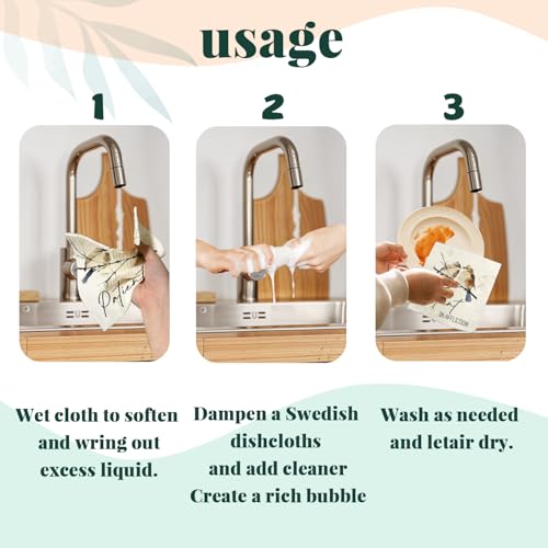 Bird Scripture Swedish Dishcloths for Kitchen, Swedish Dish Cleaning Cloths for Spring,Papaya Reusable Paper Towels, 4 Pack Dish Towels for Kitchen, Reusable Paper Dishcloths Washable - color: Bird Bible