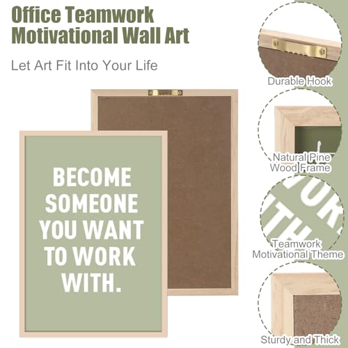 Faccito 8 Set Office Wall Decor, Wooden Framed Motivational Quotes Art - style: Classic