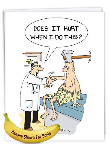 NobleWorks Jumbo Funny Get Well Card w/Envelope Ax Head Humor J9766 - style: Ax Head