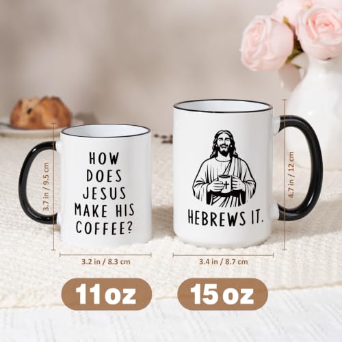 Funny Christian Gifts for Women Men – Jesus He Brews It Coffee Mug 15oz - size: 15 Ounces