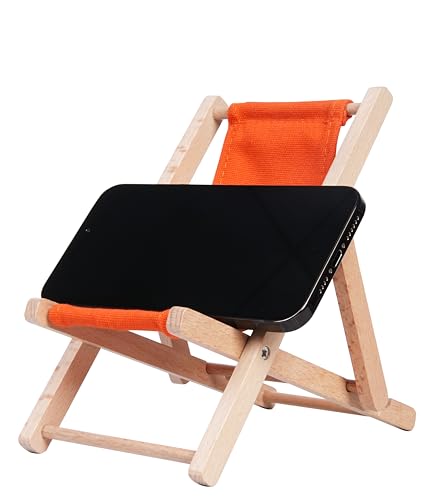 Foldable Wooden Cell Phone Stand, Phone Holder for Desk - color: Orange