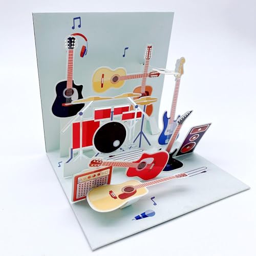 3D Pop Up Interesting Cards for men - Guitar band Greeting Card, - color: Guitar