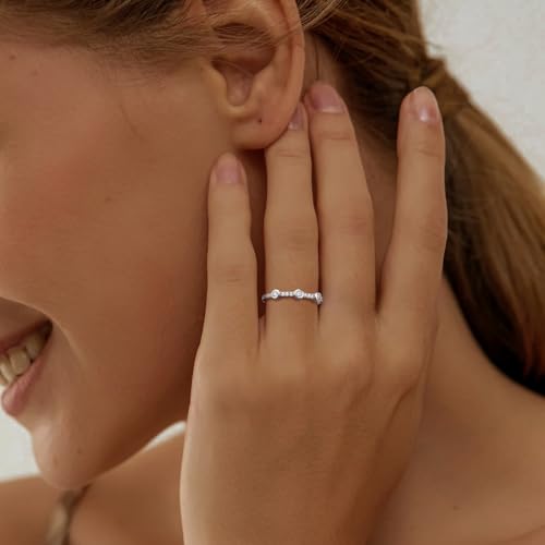 Moissanite Wedding Bands Crisss Cross/Curve/Wishbone Eternity Rings for Her - color: G. 3 Main Stone - Moissanite