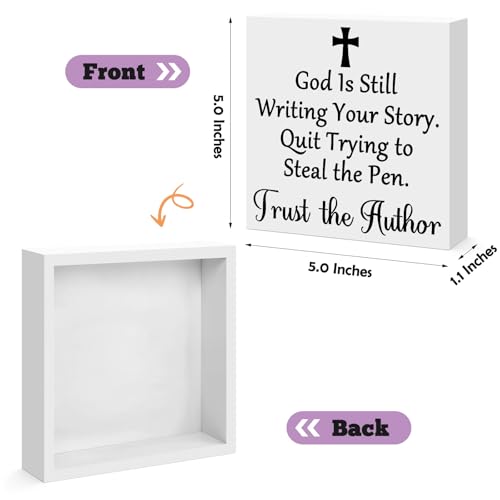 Inspirational Christian Desk Decor, Christian Wood Box Sign Scripture Bible Verse Prayer Room Decor Wooden Box Sign for Home Office Dorm Tabletop Shelf Decoration - color: 001