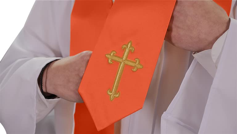 CLERKMANS Choir Stole with Crosses - color: Orange
