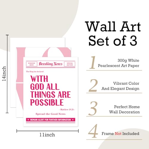 PQVRTMO Bible Verses Wall Art Posters Unframed, God is Love Wall Decor Pink Set of 3, Inspirational Christian Scripture Printing Posters for Rustic Home Living Room Office 11x14 Inch - color: God is Love(Pink)