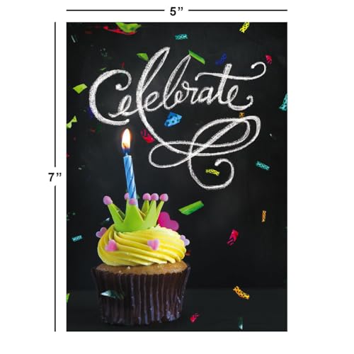 Current Blackboard Happy Birthday Greeting Card Set - Value Pack of 20 Cards With White Envelopes, 10 Designs, Large 5" x 7" Assortment - style: Blackboard