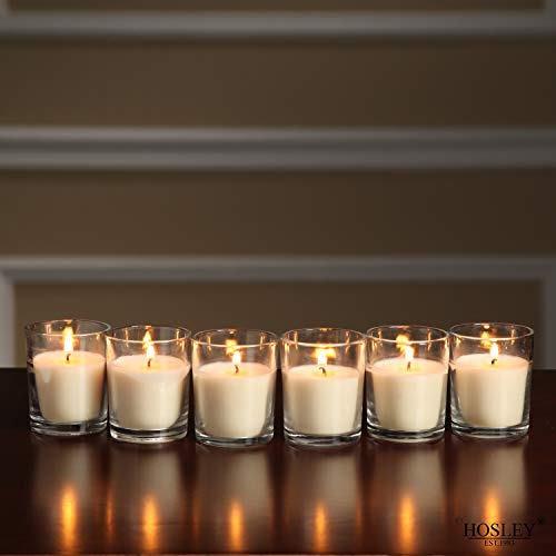 Hosley's Set of 24 Ivory Unscented Glass Filled Votive Candles, Hand Poured Wax Candle Ideal Gifts for Aromatherapy Spa Weddings Birthdays Holidays Party - color: Ivory, size: 24 Pack