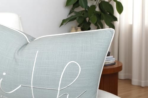 Rudransha Faith Bible Verse Embroidered 12x20 Lumbar Throw Pillow Cover - Blue Grey Cotton Scripture Christian Gift - Inspirational Quote Decor for Bed Sofa Couch Prayer Room - color: Robins Egg-faith
