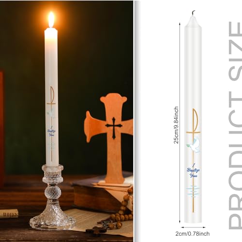 Conelist 2pcs Baptism Candle 10'', Velas para Bautizo Gift Baptism