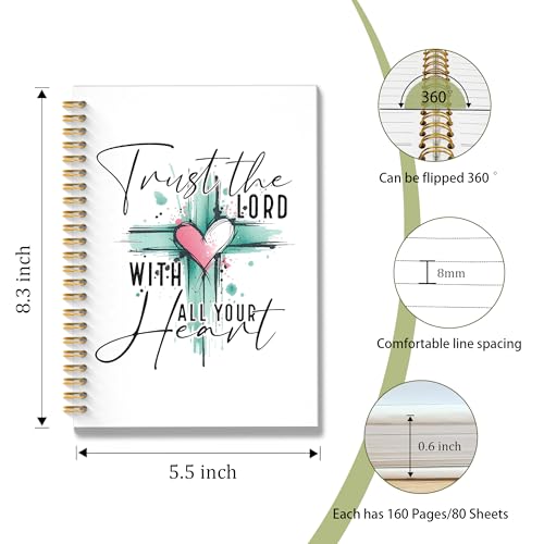 ROXMART Christian Glitter Spiral Notebook, Bible Verse Journal, Christian Gifts for Women, Trust in the Lord with All Your Heart Religious Scripture Hardcover Notebook Journal, 5.5x8.3 Inch - color: Style 01