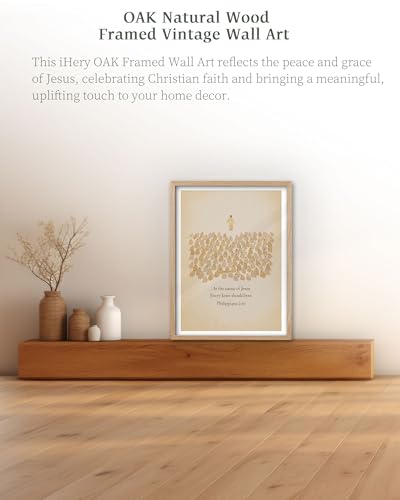 iHery 16x20in Philippians 2:10 Framed Christian Wall Art - color: OAK Framed Bow, size: 20"L x 16"W