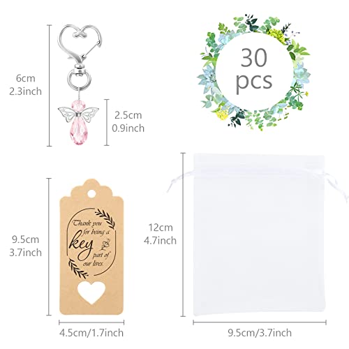 GWHOLE Angel Keychains with Organza Bags and Gift Tags, 30 Sets, Pink - style: 30 Set (Pink)